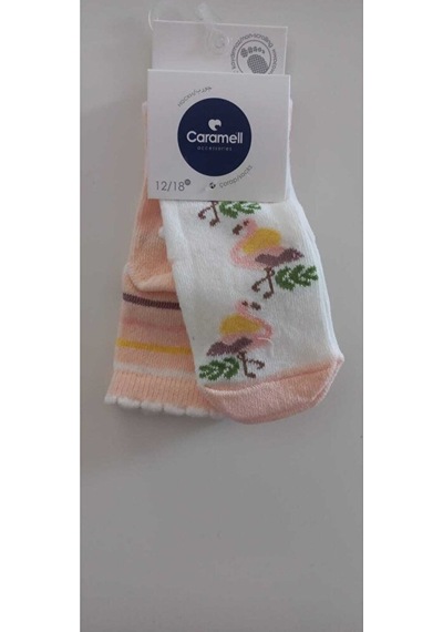 Caramell Krem Desenli Çorap 001