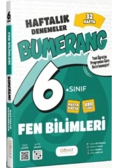 Günay 6.sınıf Bumerang 32 Haftalık Fen Bilimleri Denemeler