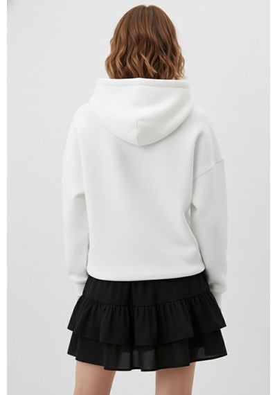 Uyguntarz Unisex Yumuşak Dokulu Düz 3 İplik Oversize Sweatshirt Sade Ve Modern Görünüm beyaz