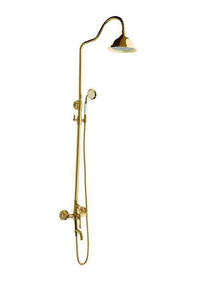 Fause Rustik Kolonlu Bataryalı Tepe Duş Seti Vintage Gold Altın Kds100-g Altın