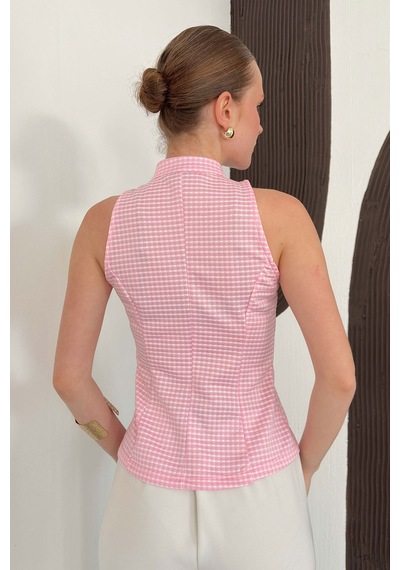 Verymoda Pitikare Yakadan Bağlamalı Bluz Pembe