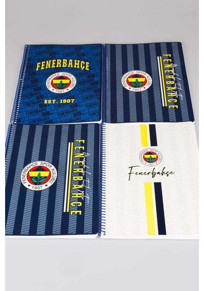 "dekomus Cep Defteri Hediyeli" Lisanslı Fenerbahçe Spırallı 2 Adet Kareli Ve 2 Adet Çizgili A4 Karton Kapak 72 Yaprak Defter Seti Altın
