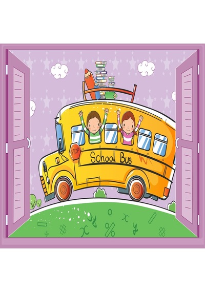Çocuk Odası Bebek Odası Pencere Poster Duvar Kağıdı Otobüs