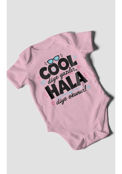 Morivokids Cool Diye Yazılır Hala Diye Okunur Kısa Kollu Bebek Body %100 Pamuk Zbn152-kk Koyu Pembe