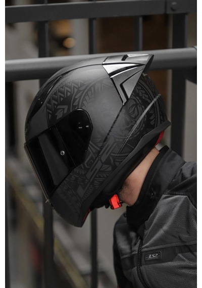 Rapıd 2 Race Takaroa Mat Siyah Kask + Spoiler Mat Siyah