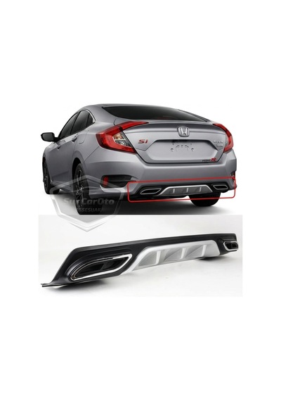 2016+ Honda Ci Vi C Fc5 Arka Tampon Di Füzör Turbosuz Kare Köşeli Egzoz Görünümlü İthal Ürün