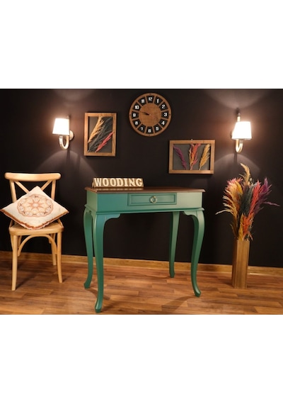Wooding 80 Cm Çekmeceli Masif Yeşil Ceviz Dresuar (548587068) Yeşil