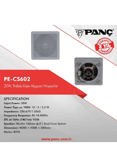 Pe-Cs602 Trafolu Kare Alçıpan Hoparlör