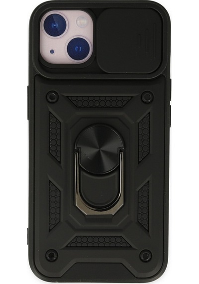 Apple iPhone  Uyumlu- 14 Kılıf Pars Lens Yüzüklü Silikon - Siyah