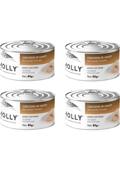 Molly Tavuklu Sos İçinde Yetişkin Kedi Konservesi 85 Gr. X 4 Adet
