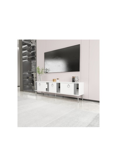 Lunar 150 Cm Tv Ünitesi Tv Sehpası Beyaz-gümüş Beyaz-gümüş