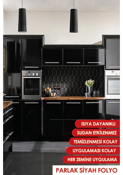 Siyah Parlak Yapışkanlı Folyo Çok Amaçlı 120cm