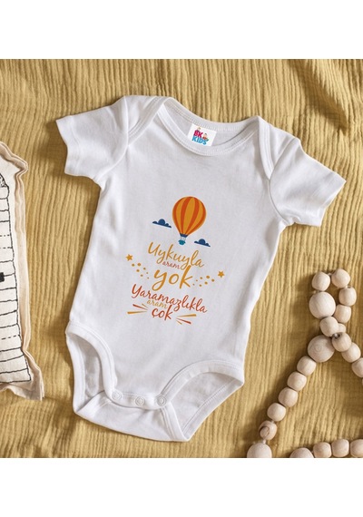 Bk Gift Bk Kids Uykuyla Aram Yok Tasarımlı Beyaz Bebek Body Zıbın-1 Çok Renkli