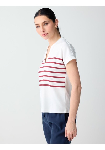 Jimmy Key Jimmy Key Kırmızı Çizgi Desenli Kolsuz V Yaka Örme Sweatshirt 6sw235709600