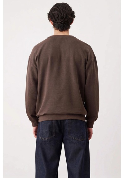 Benerly Erkek Bisiklet Yaka Düşük Kol Uzun Kol Sweatshirt Fonksiyonel Day Kahverengi