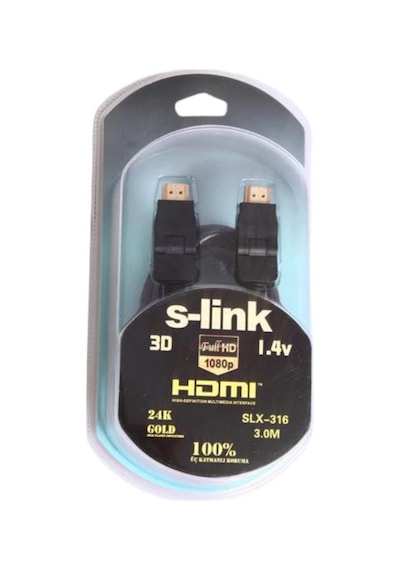 S-link Slx-318 Hdmı Kablo 5 Metre, Altın Uçlu 24k + L Kon. 1.4 Ver. 3d