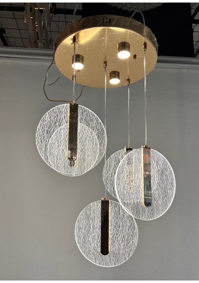 Modern Gold Detaylı Dokulu Akrilik 5'lü Led Sarkıt Avize Gold 1