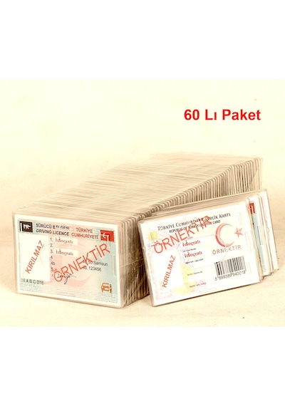 Kimlik,ehliyet,paso,k.kartı Koruyucu Pvc Kap 60lı Toptan Ekonamik