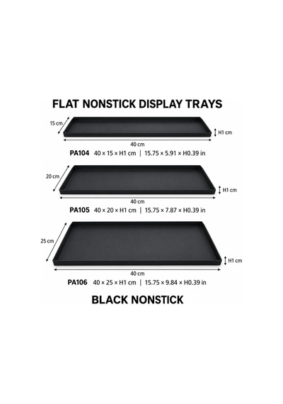 Fida Teflon Teşhir Tavası Düz 40x20 Cm Siyah