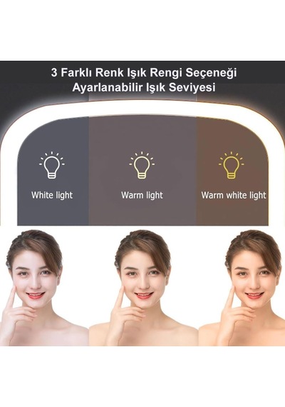 Tr Dokunmatik Şarjlı Led Işıklı Makyaj Aynası, Beyaz, Gt-cl52 Genel