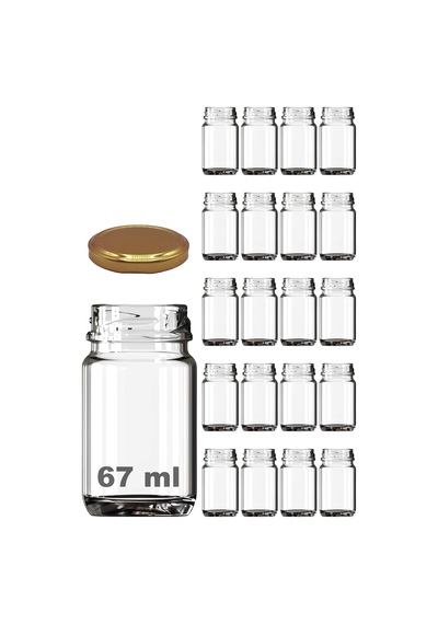 67 Ml Metal Kapaklı Shot Şişesi 67 Cc Şeffaf Küçük Kavanoz 20 Adet Altın/gold Diğer