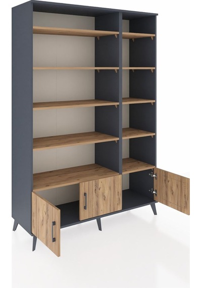 Hyperion Dolap 10 Raflı 3 Kapaklı 132x44x195 Antrasit-çam/çam Antrasit