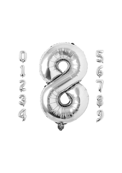 8 Sekiz Rakam Gümüş Folyo Balon 34" Inc 76 CM