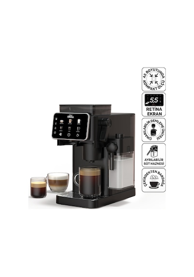 Arzum OK0047 Okka Barista Compact 1400 W Süt Hazneli 15 Bar Basınçlı Otomatik Espresso Makinesi