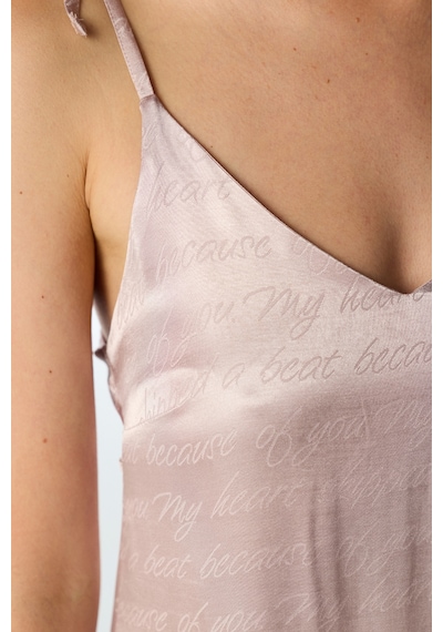 Penti Pastel Pembe Dreamy Saten Slogan Desenli Gecelik