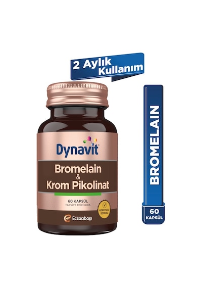 Dynavit Bromelain Ananas Ekstresi &krom Pikolinat 60 Bitkisel Kapsül - Bromelain, Krom Pikolinat