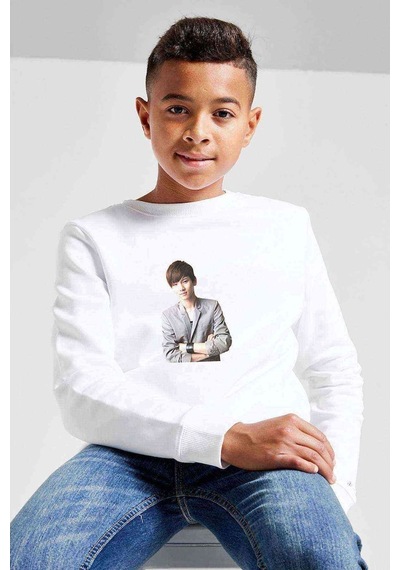 Tshirthane Kpop Key Shinee Baskılı Unisex Çocuk Beyaz Sweatshirt (534760426)