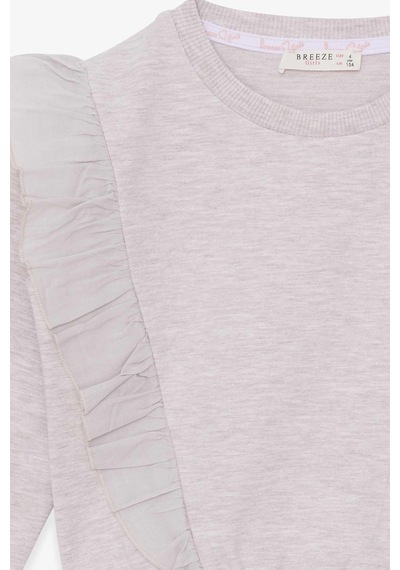 Breeze Kız Çocuk Sweatshirt Beli Lastikli 4-8 Yaş, Bej Melanj-bej Melanj Bej Melanj