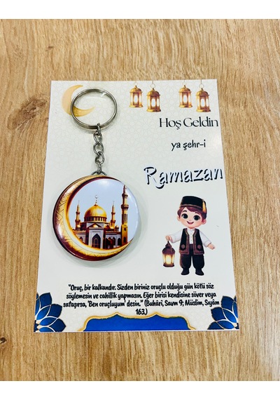10 Adet Hoş Geldin Ramazan Temalı Açacaklı Anahtarlık 44 Mm Hediyelik Anahtarlık Gümüş