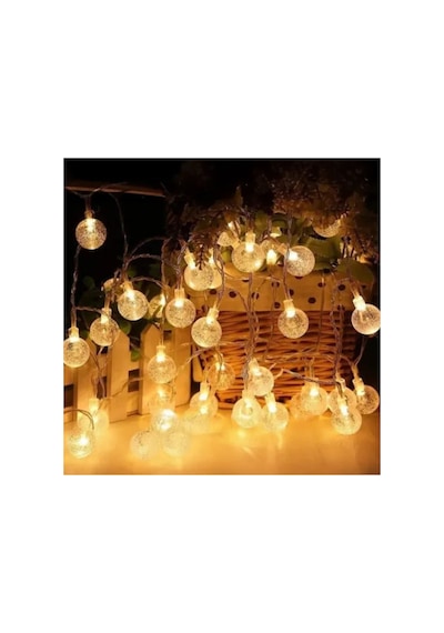 Herşeytrend 5m 28 Led Kristal Top Gün Işığı Şeffaf Kablo Fişli Eklemeli Çok Renkli