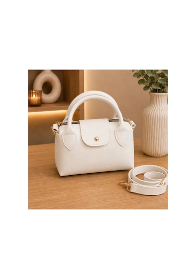 Names Bag Vienesta Oval Mini Doktor Çantası - Çapraz Askılı Kadın Kol Ve Omuz Çantası Beyaz Beyaz