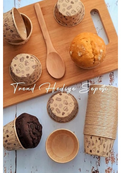 50'li Kek Desenli Muffin Kek Kalıbı, Kek Kapsülü Cupcake Kalıbı, Airfryer Uyumlu 1