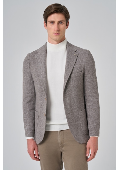 Morven Erkek Kahve Örme Trend Desenli Slim Fit Mono Yaka Ceket 26ms002006400 Kahve