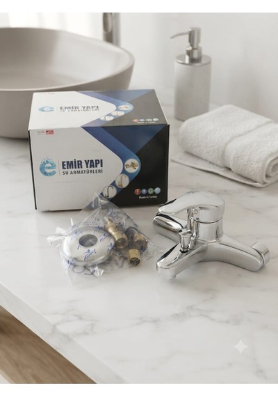 Emir Yapı Krom Kaplama Banyo Bataryası Duş Bataryası Su Armatürü Montaj Seti Dahil Su Tasarruflu
