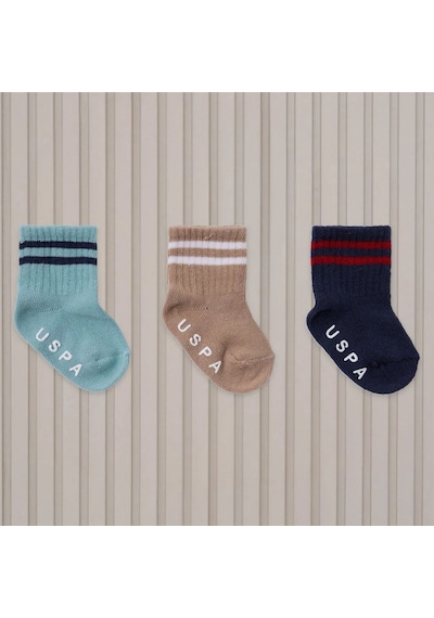 U.s. Polo Assn Erkek Bebek Çorap 2200 Su Yeşili-lacivert-bej