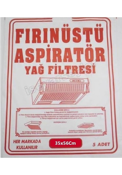 Fırınüstü Kağıt Aspiratör Yağ Filtresi Bez Filitre 5 Adet 35x56 Cm Her Markaya Uygundur
