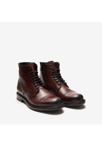 Legno Bot Erkek 9824 Exton Soft Lace-up Boot With Side Zip Kahverengi