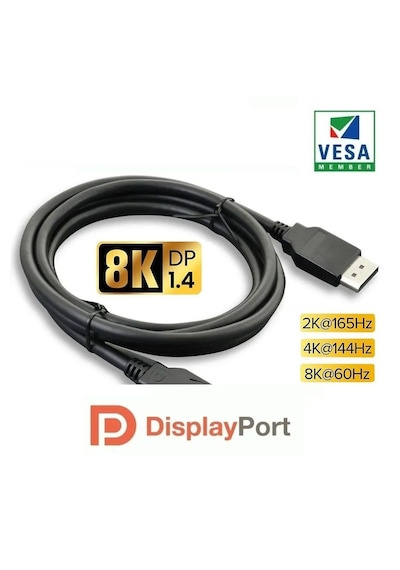 8k Displayport Dp Kablo 1080p 360hz, 2k 240hz, 4k 144hz, 8k 6