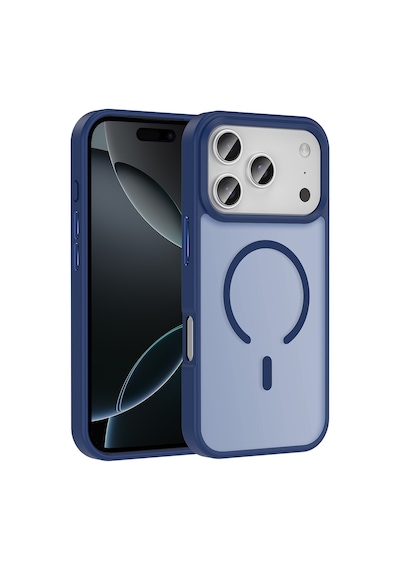 Apple Uyumlu iPhone 17 Pro Max Kılıf M-safe Şarj Özellikli Mat Arka Yüzey Sio Kılıf Lacivert