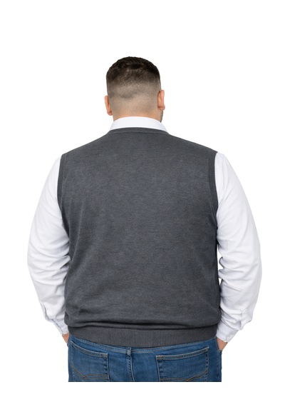 Battalmoda Erkek Büyük Beden Füme V Yaka Süveter 3xl-4xl-5xl-6xl