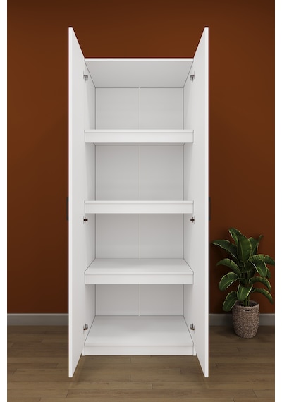 Lüks 2 Kapaklı Çok Amaçlı Yüklük Gardırop %100 Mdf Yatak Yorgan Yastık Saklama Dolabı Yk01 Beyaz