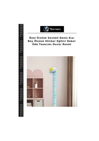 Özel Üretim Sevimli Deniz Kızı Boy Ölçüsü Sticker Eğitici Dekor Oda Tasarımı Duvar Resmi