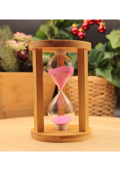 Ahşap Bambu Kum Saati 10 Dakika Pembe