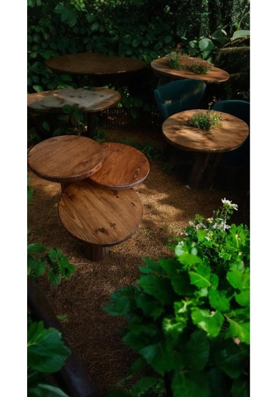 Simillo Wood Wooden Ahşap 3 Lü Set Fitilli Mantar Yan Sehpa Modern Meşe Renk Fiskos Meşe