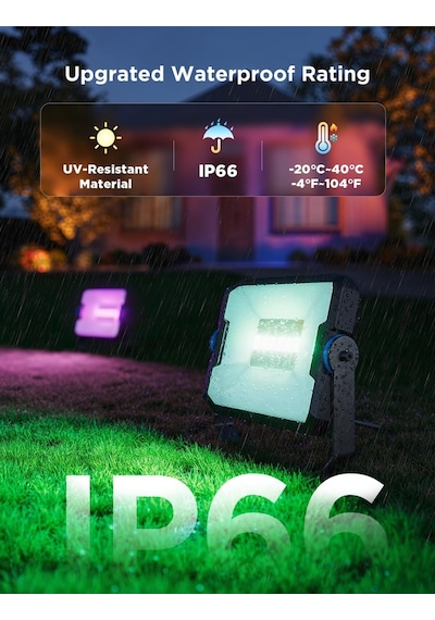 Rgbıc Akıllı Dış Mekan Led Spot Işık 4 Lü Paket, Ip66, Alexa & Google Uyumlu, 1000 Lm Çok Renkli