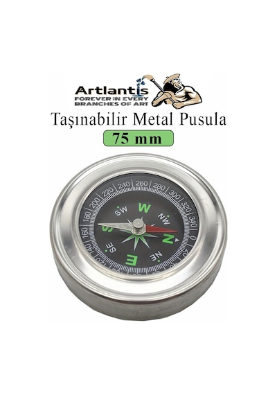 Pusula Çelik 75 Mm 1 Adet Profesyonel Metal Kasa Dayanıklı Taşınabilir El Pusulası Yuvarlak Cep Pusulası